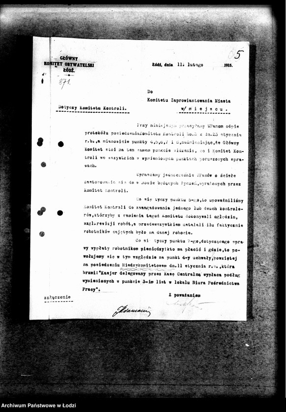 Obraz 7 z jednostki "Korespondencja różnych z Sekcją Zaprowiantowania Miasta"