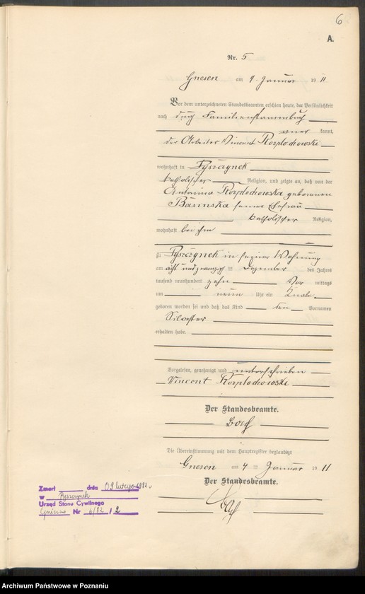 Obraz 8 z jednostki "Geburts-Nebenregister Band I"