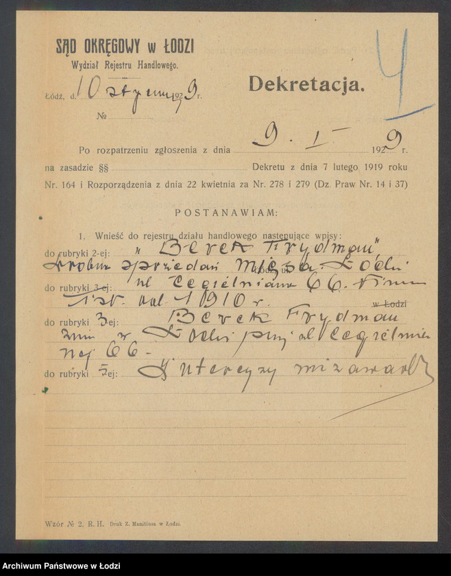 Obraz 6 z jednostki "Berek Frydman – sprzedaż mięsa"