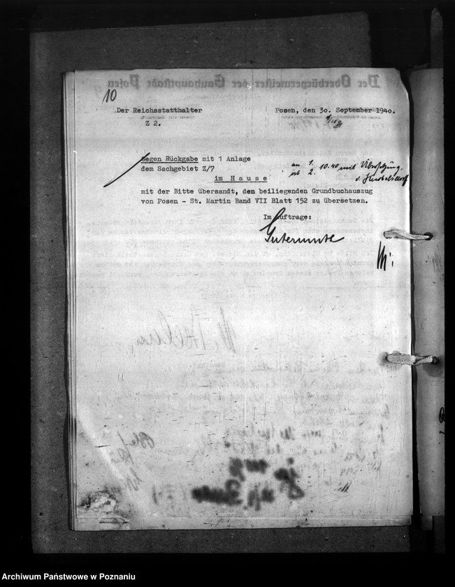 Obraz 14 z jednostki "Grundstück Wilhelmstr. 23 in Posen zum Ausbau der Raczyński Bibliothek"