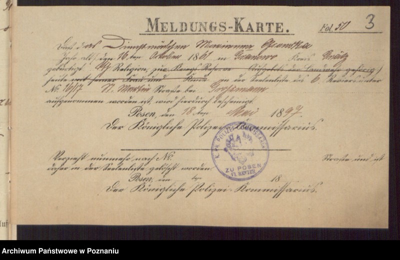 Obraz 5 z jednostki "Die von den Verlobten beigebrachten Urkunden zur Eheschliessung pro 1897"