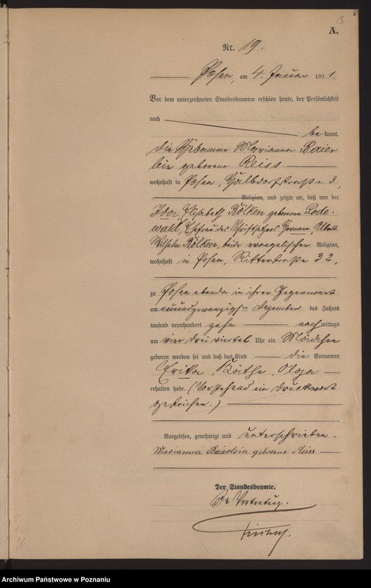 Obraz 20 z jednostki "Księga miejscowa urodzeń tom I [Rejestr główny urodzeń]"