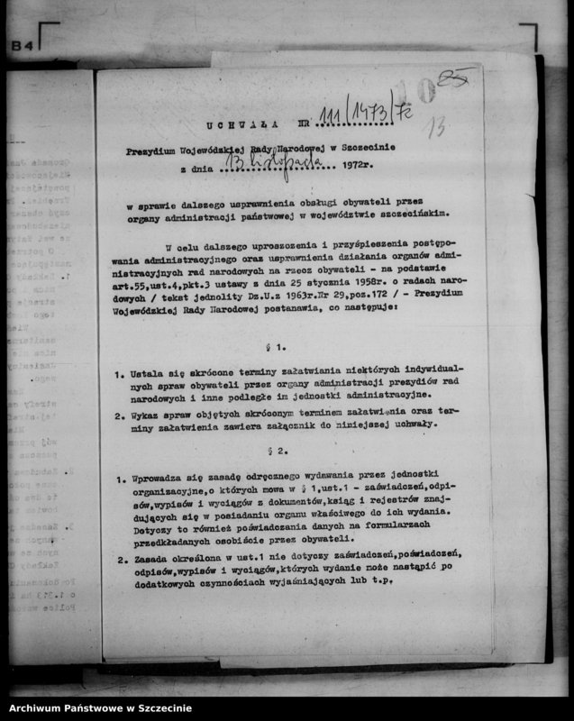 image.from.unit.number "Protokół posiedzenia Prezydium Wojewódzkiej Rady Narodowej  nr 111, miesiąc listopad"