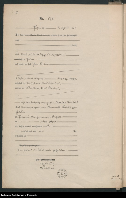 Obraz 4 z jednostki "Księga miejscowa zgonów tom II [Rejestr główny zgonów]"