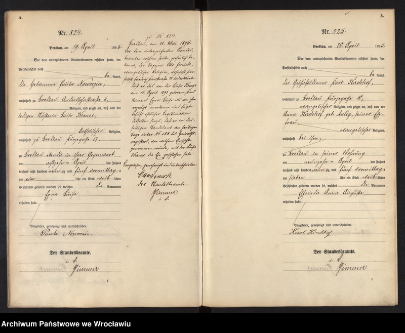 image.from.unit.number "Geburts-Haupt-Register Breslau I 1895 Band 3"