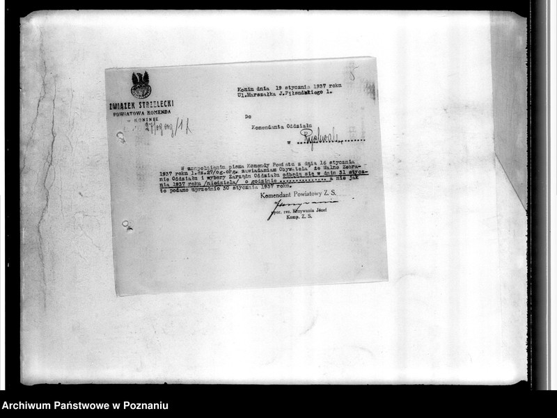 Obraz 9 z jednostki "Korespondencja Związku Strzeleckiego - sprawozdania z wycieczek i zawodów strzeleckich, sprawozdania z działalności"