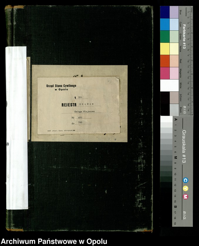 Obraz 3 z jednostki "Urząd stanu Cywilnego w Opolu 1910 Rejestr Zgonów Księga Miejscowa Nr 400 do 769"