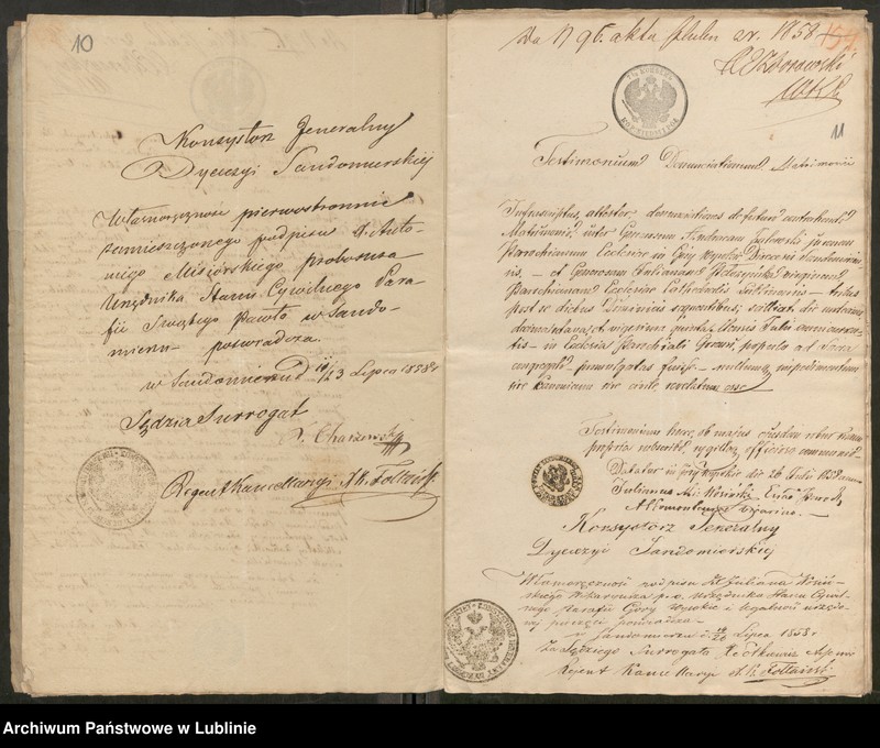 image.from.unit.number "Alegaty do księgi urodzeń, małżeństw i zgonów z 1849 r."