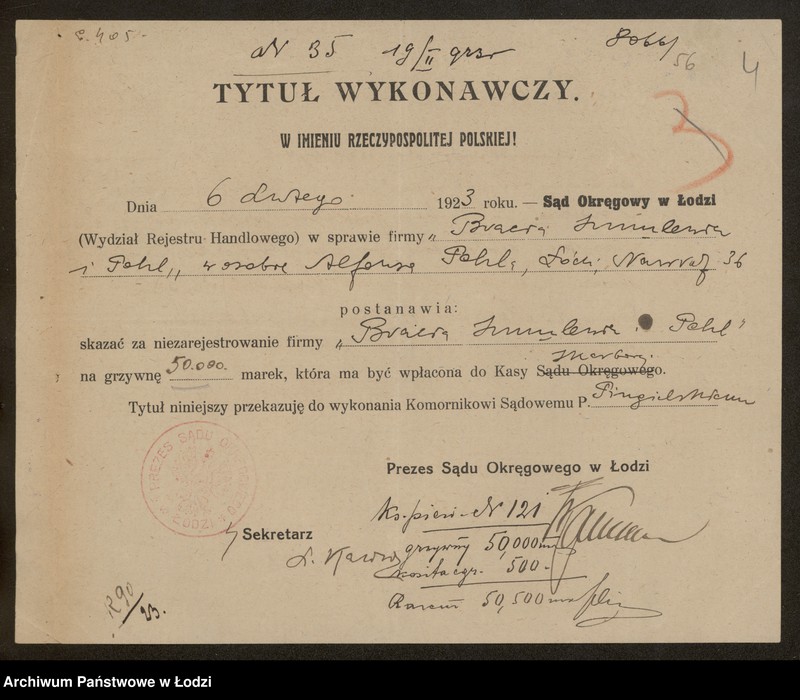 Obraz 6 z jednostki "Bracia Szmulewicz i Pohl- handel materiałami opałowymi i budowlanymi"