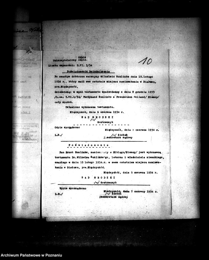 Obraz 14 z jednostki "Majątek Białcz powiat międzychodzki wyłączenie z art. 4/5 ustawy o reformie rolnej Dr Wilhelm Schlinke"