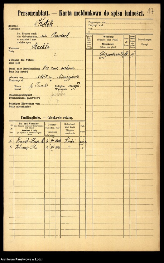 Obraz 19 z jednostki "[Spis ludności Łodzi] Kotek - Kowalczuk"