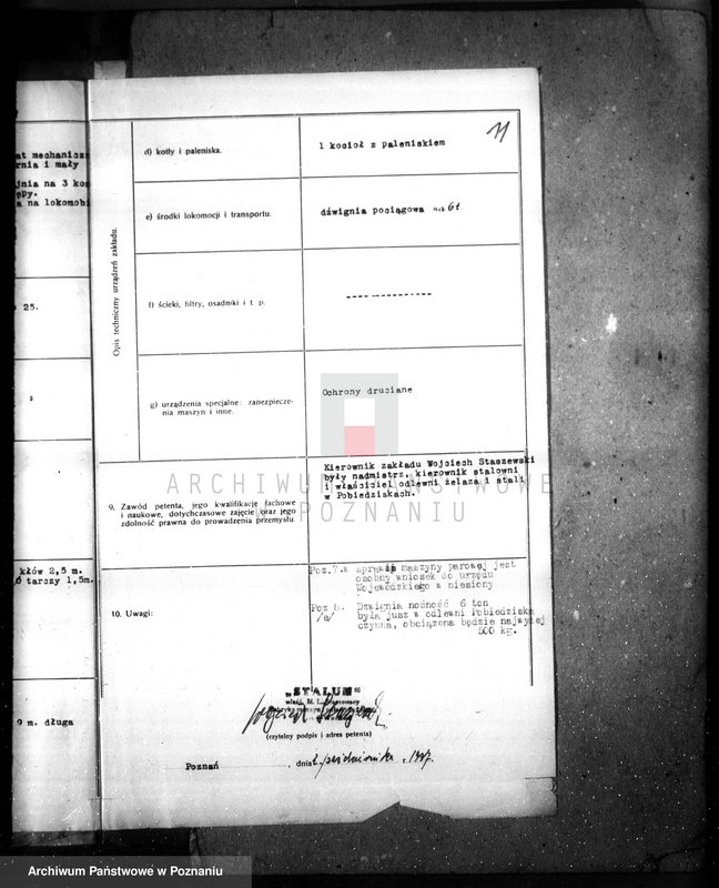 Obraz 15 z jednostki "Zatwierdzenie projektu budowy i urządzenia zakładu przemysłowego nr rej 1503 /odlewy żeliwne lano-kute i budowa maszyn przemysłowych/ Poznań ul. Wrzesińska/ Oraz Fabryka maszyn firmy „Stalum""