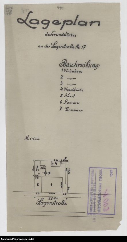 Obraz 1 z jednostki "Lageplan des Grundstückes an der Lagerstraße Nr 17"