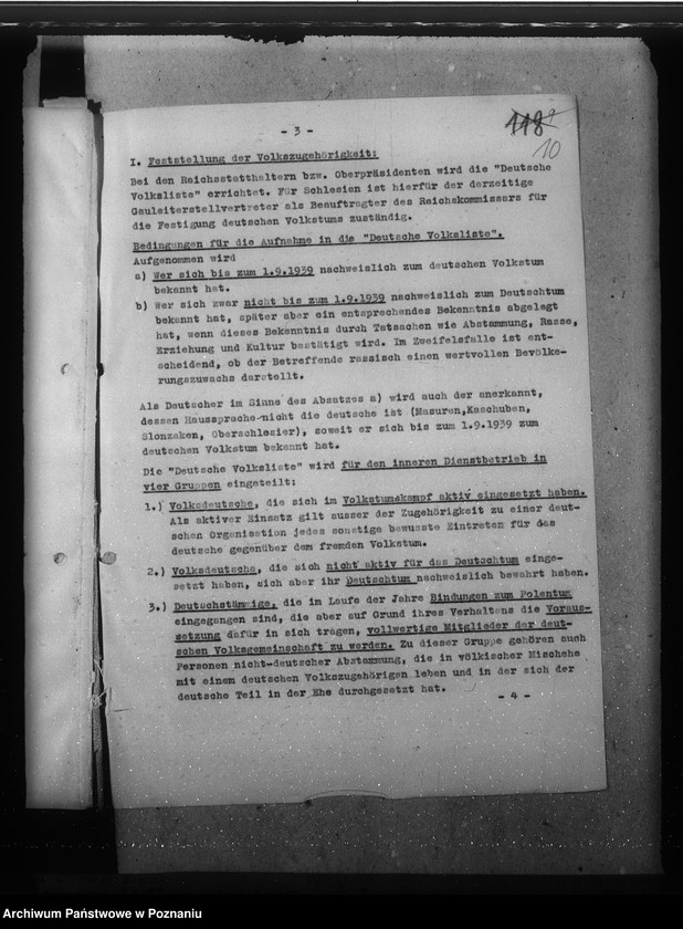 Obraz 14 z jednostki "Zarządzenia, wytyczne i korespondencja w sprawach ogólnych niemieckiej listy narodowej"