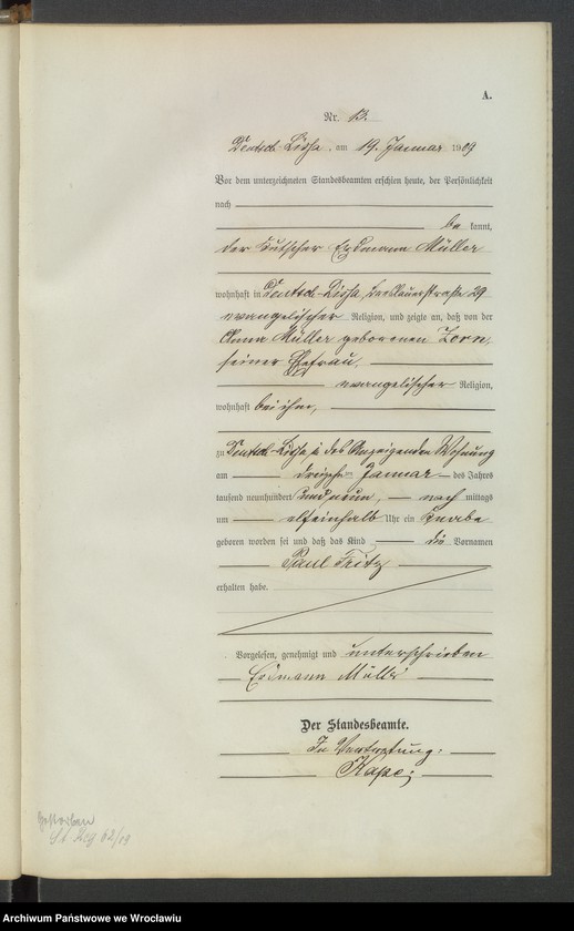 image.from.unit.number "Księga urodzeń Leśnica (Deutsch Lissa) 1909"