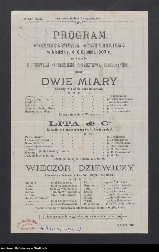 image.from.collection.number "Przedstawienia amatorskie w Siedlcach"