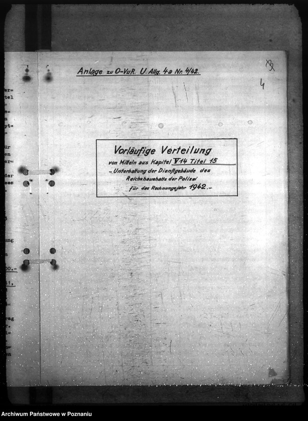 Obraz 8 z jednostki "Haushalt Polizei und Gendarmerie - Unterhaltung der Dienstgebäude des Reichshaushaltes der Polizei a) Erlasse, b) Schriftwechsel"