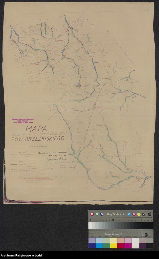 Obraz 1 z jednostki "Mapa stanu dróg na dzień 31 XII 1937 roku powiatu brzezińskiego"