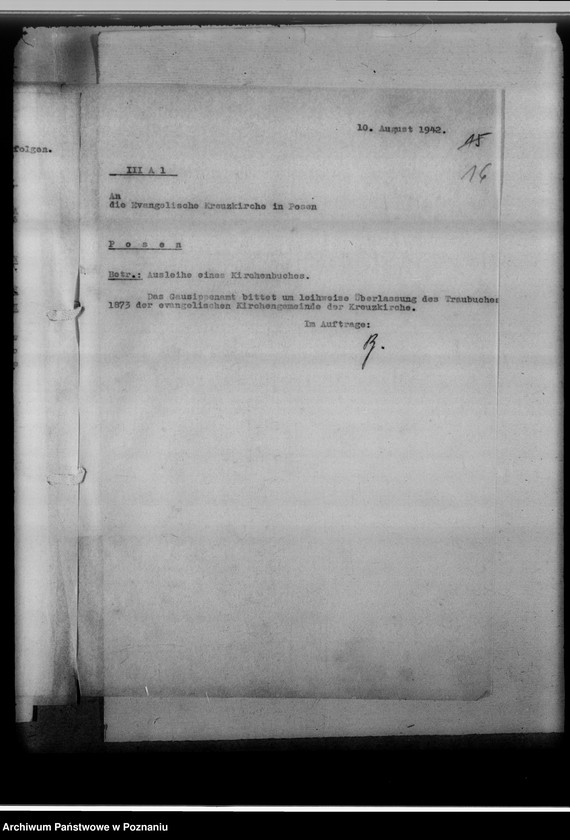 Obraz 19 z jednostki "[Korespondencja w sprawie wypożyczenia ksiąg kościelnych]"