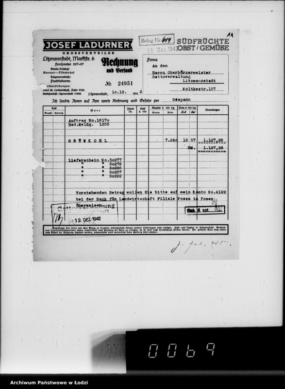 Obraz 15 z jednostki "Lebensmitteleinkauf. Aufträge, [Lieferscheinen und Rechnungen] 18111-18170"