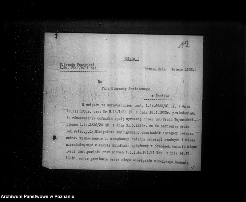 Obraz 16 z jednostki "Akta osobowe lekarza weterynarii dr. Władysława Kaplińskiego"