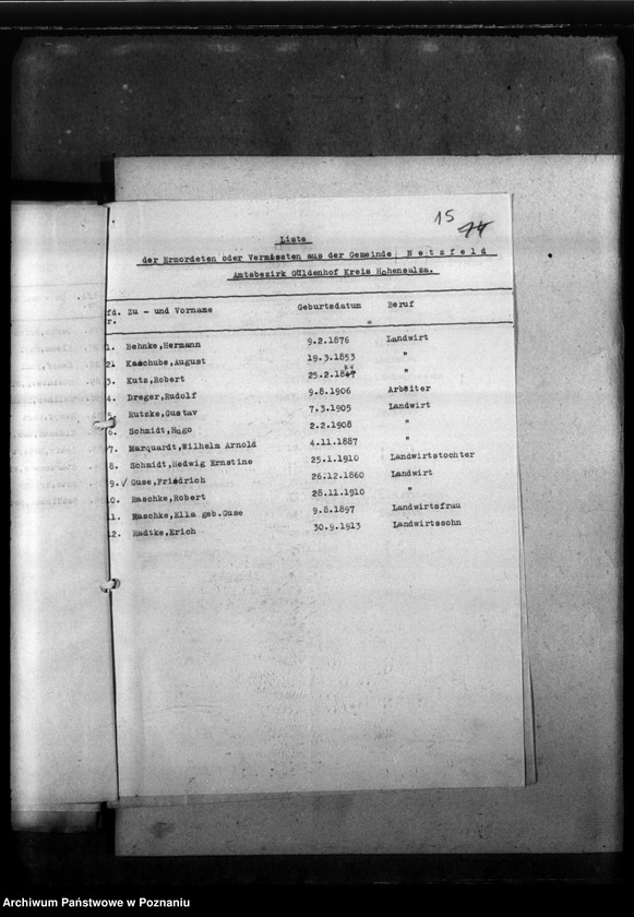 Obraz 20 z jednostki "Kreis Hohensalza (Inowrocław). Korespondencja w sprawie miejscowych Niemców, którzy zginęli w 1939 roku"