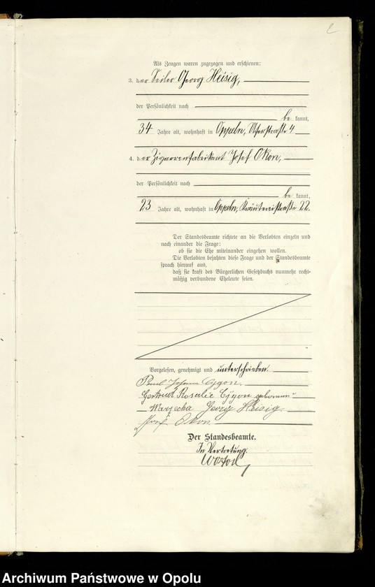 Obraz 5 z jednostki "Rejestr Malżeństw pierwopis 1909 [Opole] 1-173"