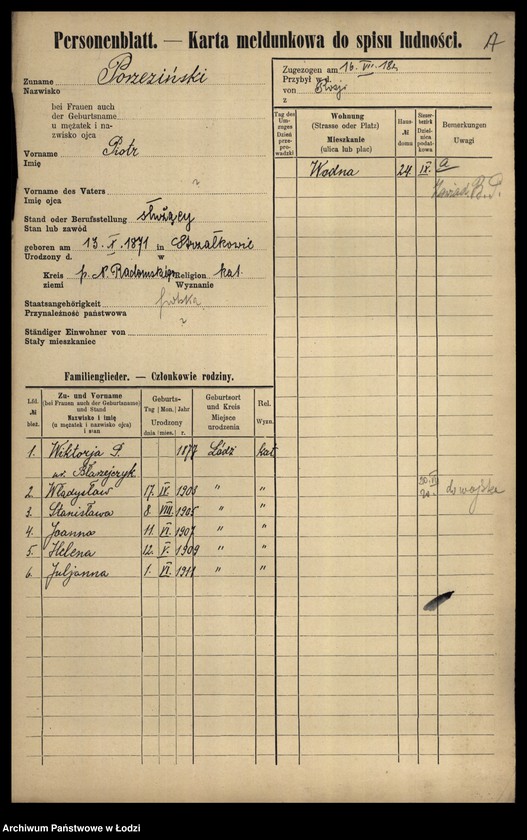 Obraz 19 z jednostki "[Spis ludności Łodzi] Porto-Potocki"