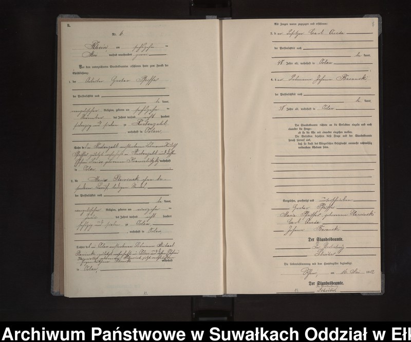 image.from.unit.number "Heiraths-Neben-Register des Königlichen Preussischen Standes-Amtes Orlen Kreis Loetzen"