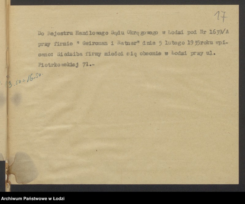 Obraz 19 z jednostki "Mozes Gwircman i Izaak Ratner- fabryka towarów wełnianych"