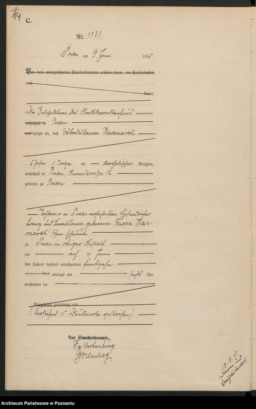 Obraz 16 z jednostki "Księga miejscowa zgonów tom III [Rejestr główny zgonów]"