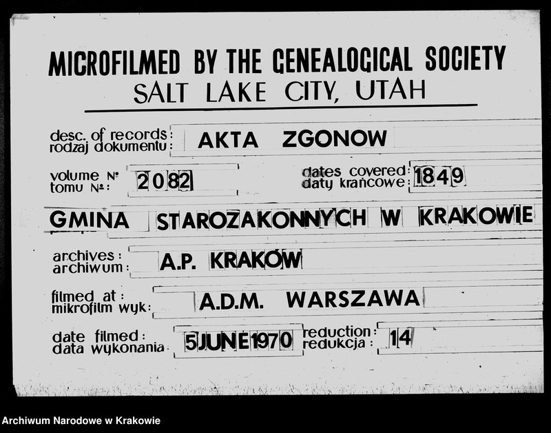 image.from.unit.number "Księga IIga Aktow Stanu Cywilnego Wpisy Zeyscia Osób Wyznania Moyzeszowego w Miescie Krakowie Zmarłych obeymuiąca na Rok 1849"
