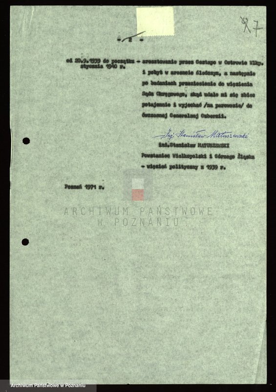 Obraz 18 z jednostki "Życiorys i wspomnienia inż. Stanisława Matuszewskiego powstańca wielkopolskiego i śląskiego."