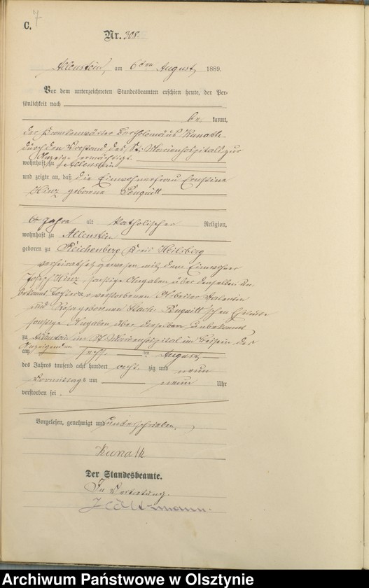 image.from.unit.number "Sterbe-=Haupt-Register Tom II,Nr 303 - 470"