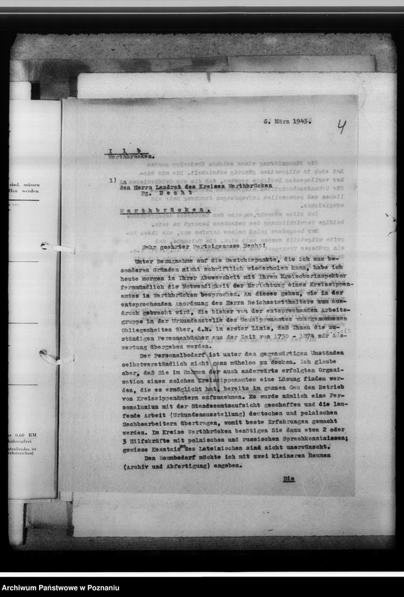 Obraz 8 z jednostki "[Korespondencja w sprawach organizacyjnych, sprawozdanie z działalności], Kreissippenamt Warthbrücken [Koło]"