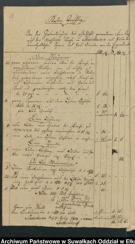 image.from.unit.number "1. Sachen betreffend die Kleinen Reparaturen an der Kirche ind den Kirchengebäden vom Jahre 1801. 2. Kirchen Bau Sachen wegen Reparatur des Kirchendachs vom Jahre 1804. 3. Bau sachen wegen des Pfarrer Widdem im Jahre 1806"