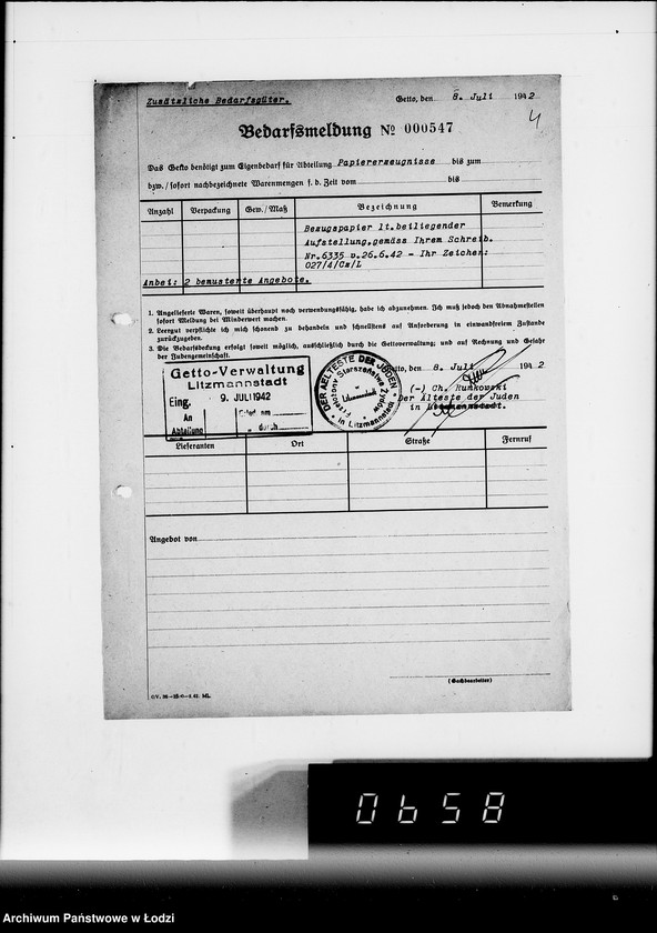 Obraz 8 z jednostki "Buntpapier.[Zapotrzebowania dla Getta]"