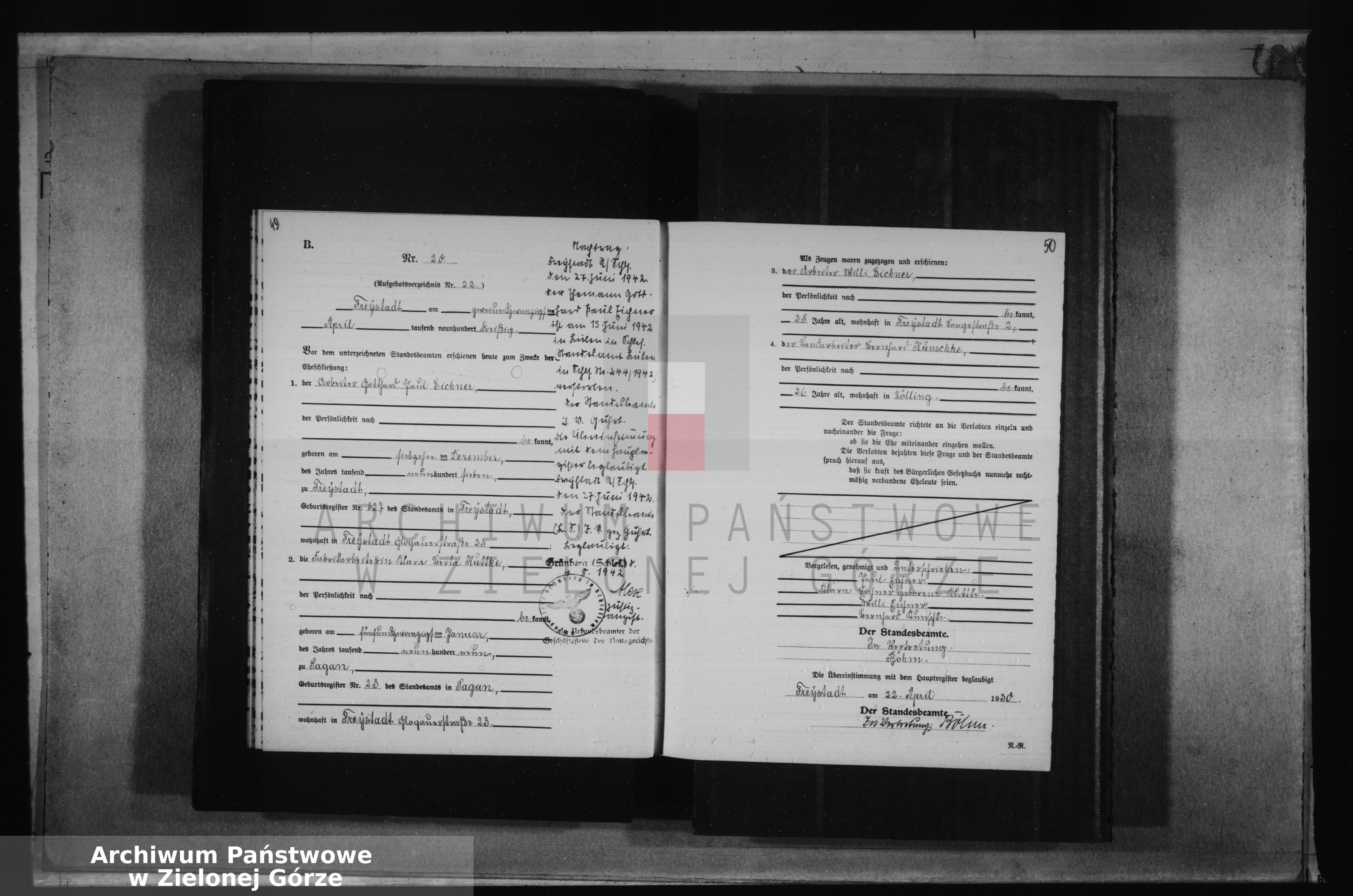 Skan z jednostki: [Księga aktów małżeństw rok 1930 Tom I od nr 1 do nr 92]