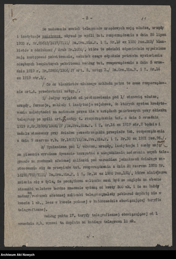 image.from.unit.number "Działalność Prezydium Rady Ministrów, Ministerstw : Poczt i Telegrafów, Kolei Żelaznych, Zdrowia, Spraw Wewnętrznych. Korespondencja z sejmem RP w sprawie lokomocji, w urzędach państwowych i armii"