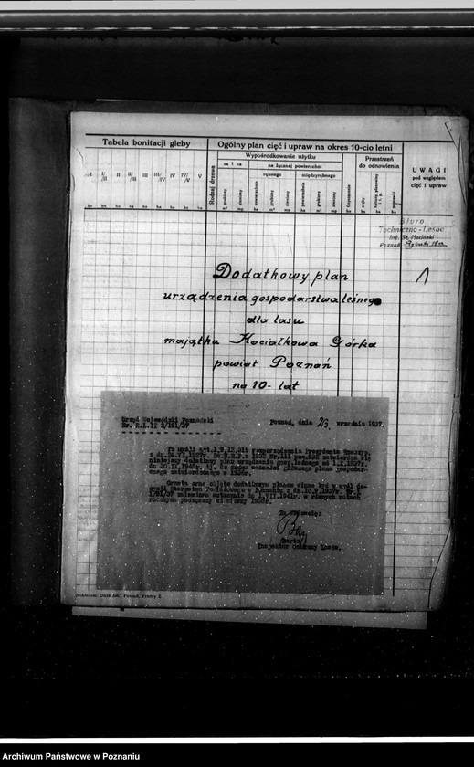 Obraz 5 z jednostki "Dodatkowy plan urządzenia gospodarstwa leśnego dla lasu majątku Kociałkowa-Góra powiat poznański na 10 lat"