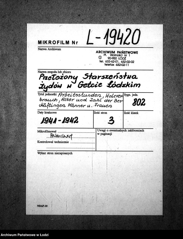 Obraz 2 z jednostki "Arbeitsstunden. Holzverbrauch. Alter und Zahl der Beschäftigten Männer und Frauen"