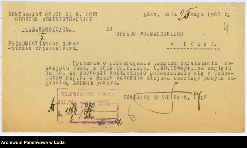 Obraz 7 z jednostki "Pozbawienie obywatelstwa 116-5729, 1-94"