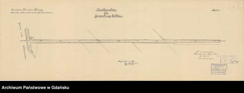 image.from.unit.number "Eisenbahn-Direction Danzig. Strecke: Schneidemühl-Güldenboden. Streckenplan der Gemarkung Leblau. Blatt 1"