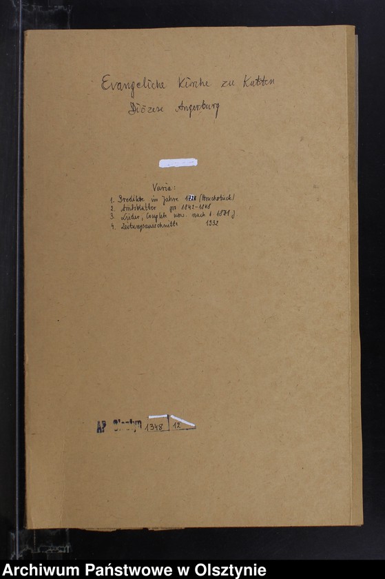 image.from.unit.number "1. Predikte im Jahre 1728 /Bruchstück/ 2.Amtsblätter pro 1842-1848 3. Lieder, Couplete usw. nach d. 1871 J. 4. Zeitungsausschnitte 1932"