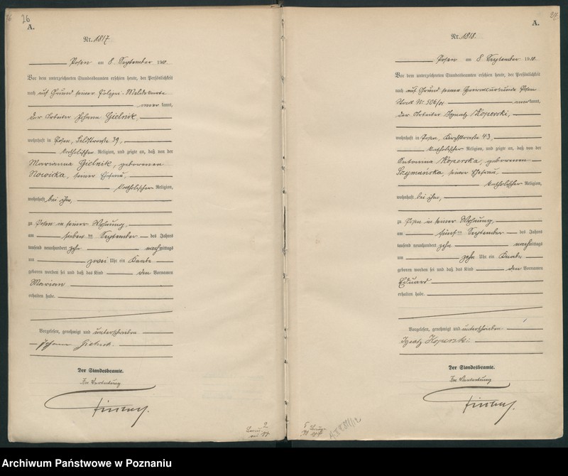 Obraz 16 z jednostki "Księga miejscowa urodzeń tom IV [Rejestr główny urodzeń]"