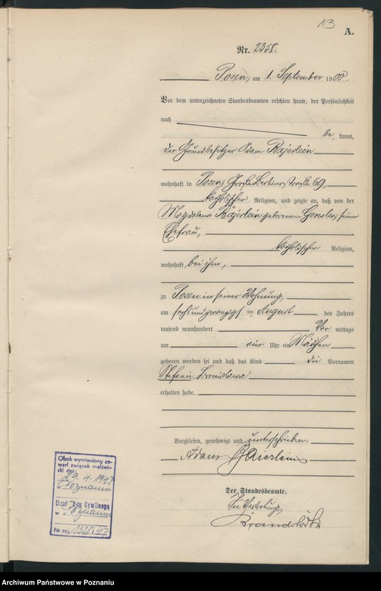 Obraz 16 z jednostki "Księga miejscowa urodzeń"