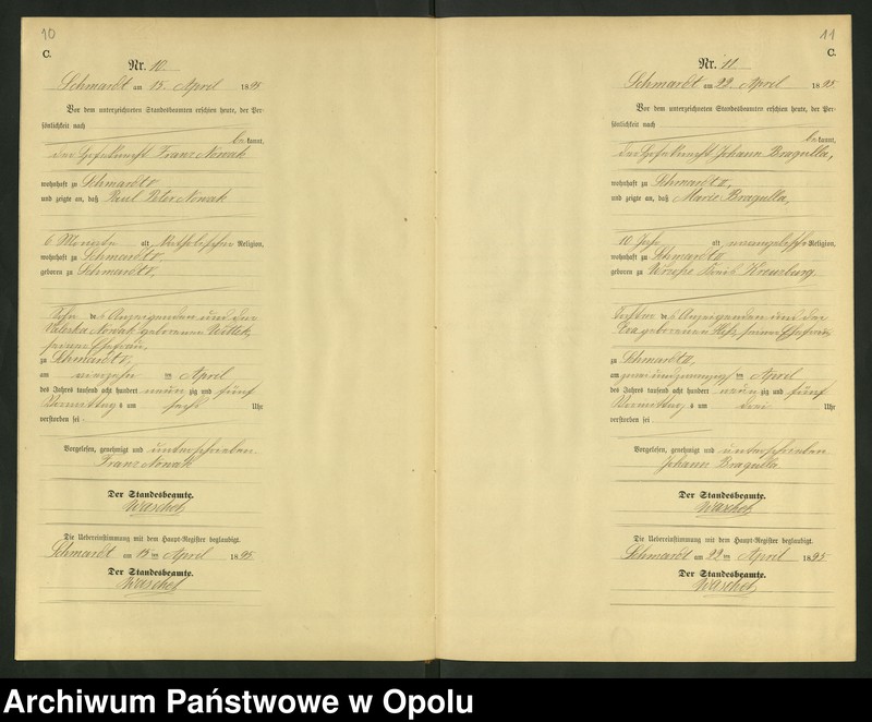 image.from.unit.number "Sterbe-Neben-Register Standesamts Schmardt pro 1895"