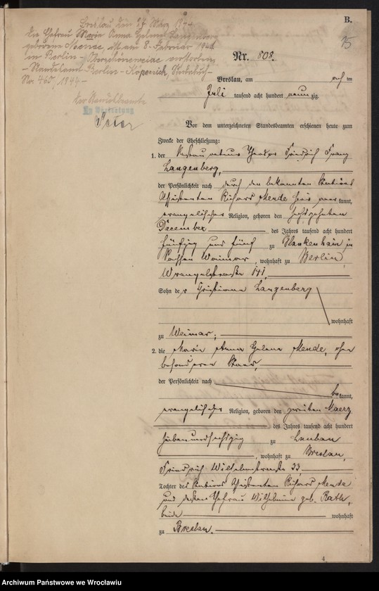 image.from.unit.number "Heiraths-Haupt-Register Breslau II 1890 Band 5"