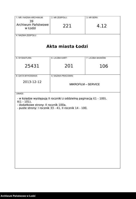 Obraz 1 z jednostki "Księga kontroli ruchu ludności (rejestr osób przybywających do gminy) Łódź, komisariat XIII, nr 1-1466, nr 1-1559"