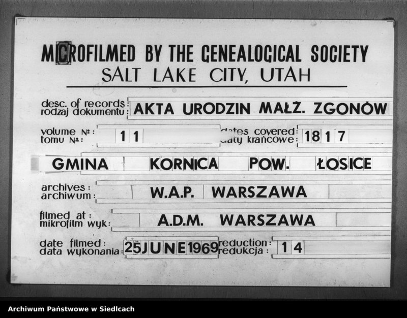 Obraz 1 z jednostki "Akta urodzin, małżeństw, zgonów"